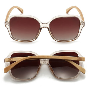 Soek - Sunglasses - Scarlett - Champagne - Clear Pink Frame - Brown Graduated Lens - White Maple Arms