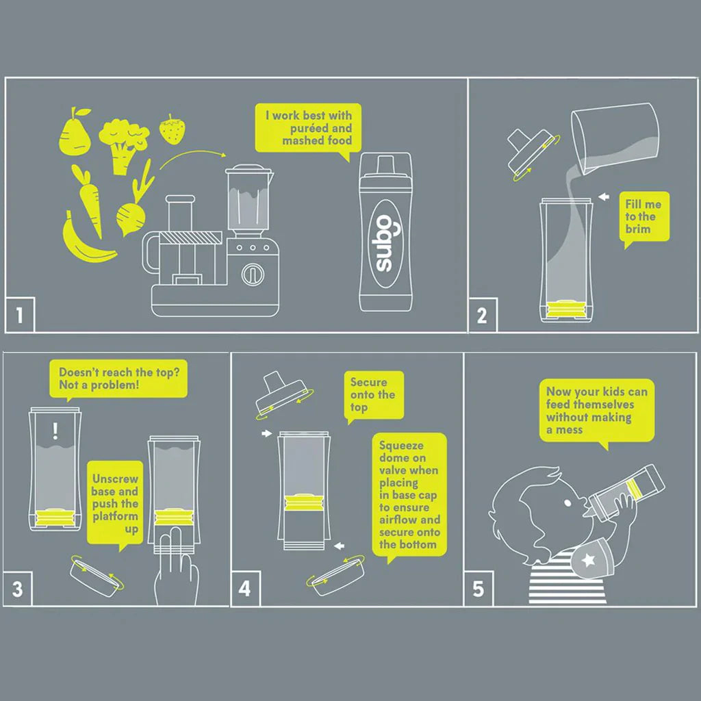 Behind The Trees - Subo - The Food Bottle - Oatmeal - Award winning baby food bottle - baby gift - baby shower gift - baby led weaning - baby's first christmas present no mess food bottle for babies - baby + toddler feeding and teething - food bottle with suction - no spill food bottle for babies - best hacks for feeding a baby