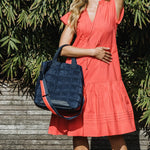 Behind The Trees - Elms + King - Santa Monica Tote - Navy - work bag - sturdy base on quilted bag - 