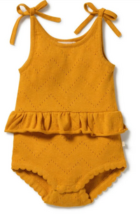 Wilson + Frenchy - Organic Knitted Pointelle Playsuit - Marmalade