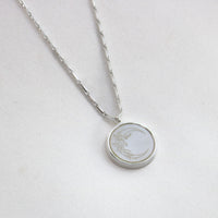 Love Lunamei -  Seeker Necklace in Silver - Recycled Sterling Silver Plated with Mother Of Pearl