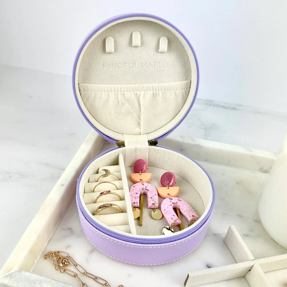 Mindful Marlo - Round Jewellery Case - Violet