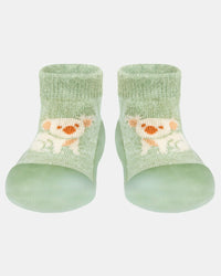 Toshi-  Organic Hybrid Walking Socks Storytime  Koala (Green) | Organic cotton Rubber sole grip