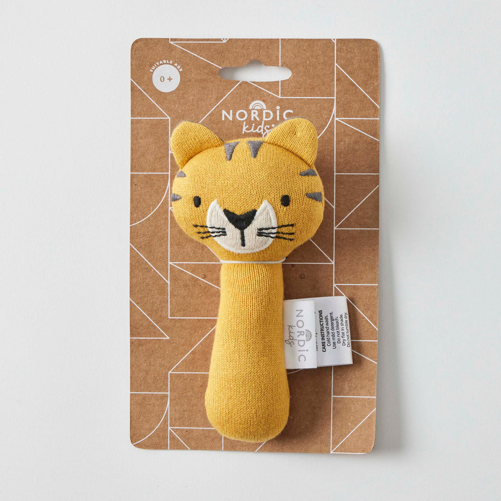 Behind The Trees - Nordic Kids - Rattle - Luca Tiger- baby rattle - newborn baby gift under $22 - baby shower present under $25