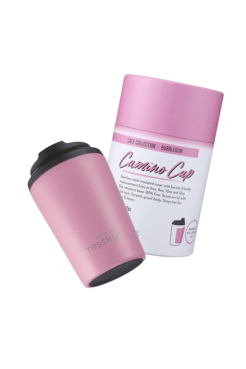 Behind The Trees - Made By Fresko - Reusable Coffee Cup - Camino 340ml/12oz - Bubblegum - made by Fresko website - made by Fresko where to buy - made by Fresko cups - Made by Fresko coffee cup - Fressko - Fressko coffee cup where to buy - Fressko Sale