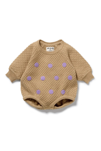 Wilson + Frenchy - Organic Knitted Bubble Bodysuit - Oat and Mulberry
