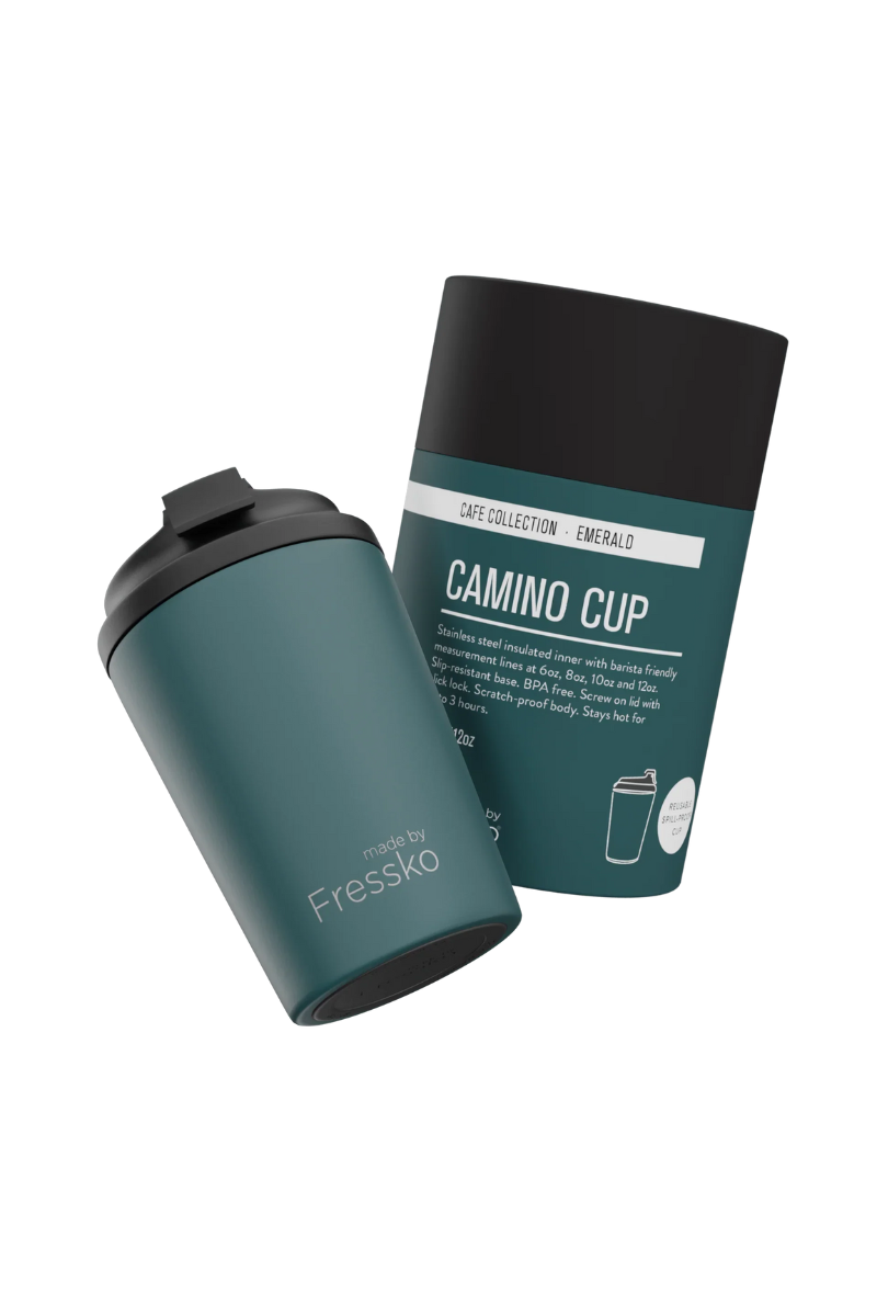 Behind The Trees - Made By Fresko - Reusable Coffee Cup - Camino 340ml/12oz - Emerald - made by Fresko website - made by Fresko where to buy - made by Fresko cups - Made by Fresko coffee cup - Fressko - Fressko coffee cup where to buy - Fressko Sale