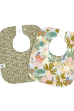 Lulu + Lo - Handmade Baby Bib - Beyond The Daisies - Colour Mini Garden - Sage