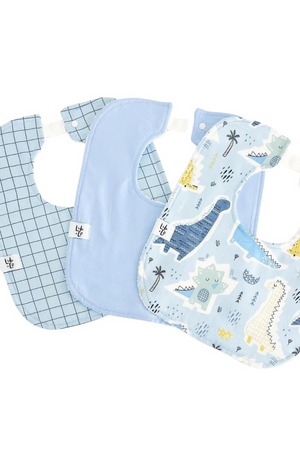 Lulu + Lo - Handmade Baby Bib - Sky Blues - Blue Thin Check