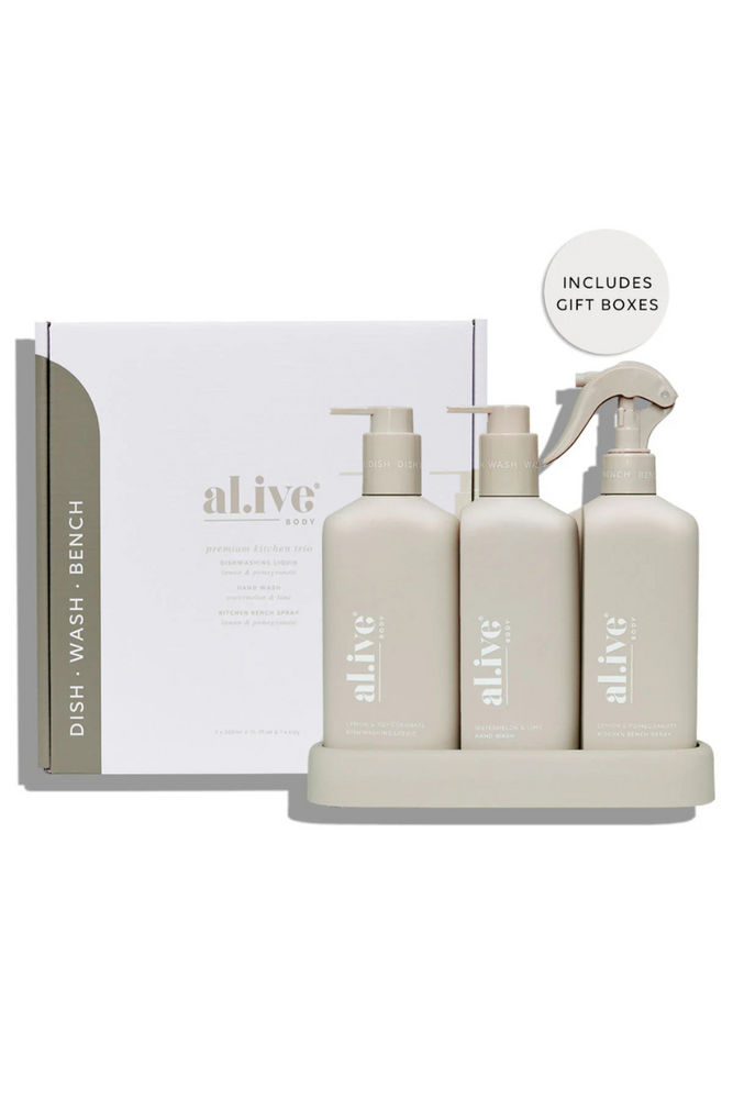 al.ive - Premium Kitchen Trio - Dishwashing Liquid, Bench Spray & Hand Wash