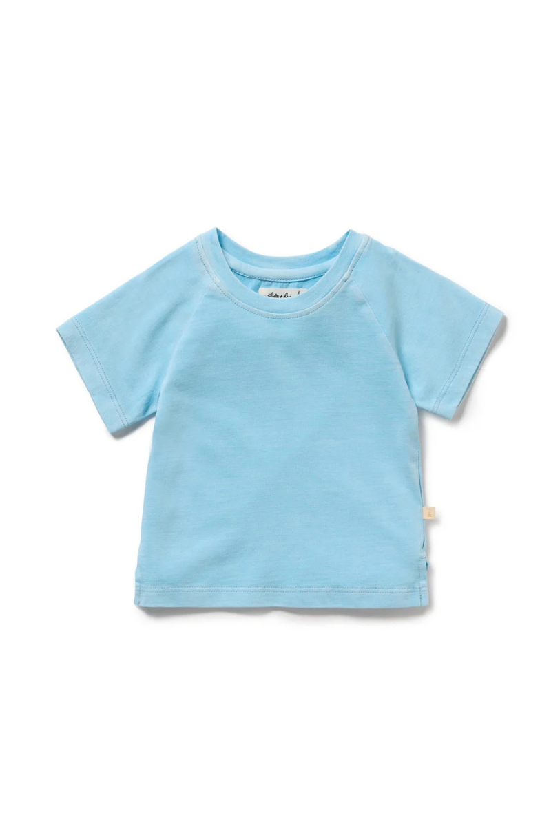 Behind The Trees - Light blue t-shirt on a white background - Wilson + Frenchy - Organic Dyed Tee - Sky