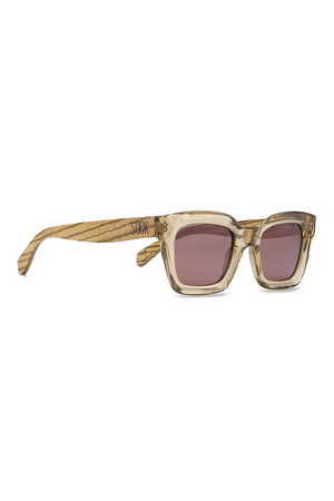 Soek - Sunglasses - Zahra - Champagne - Smoky Polarised Lens - Walnut Maple Arm