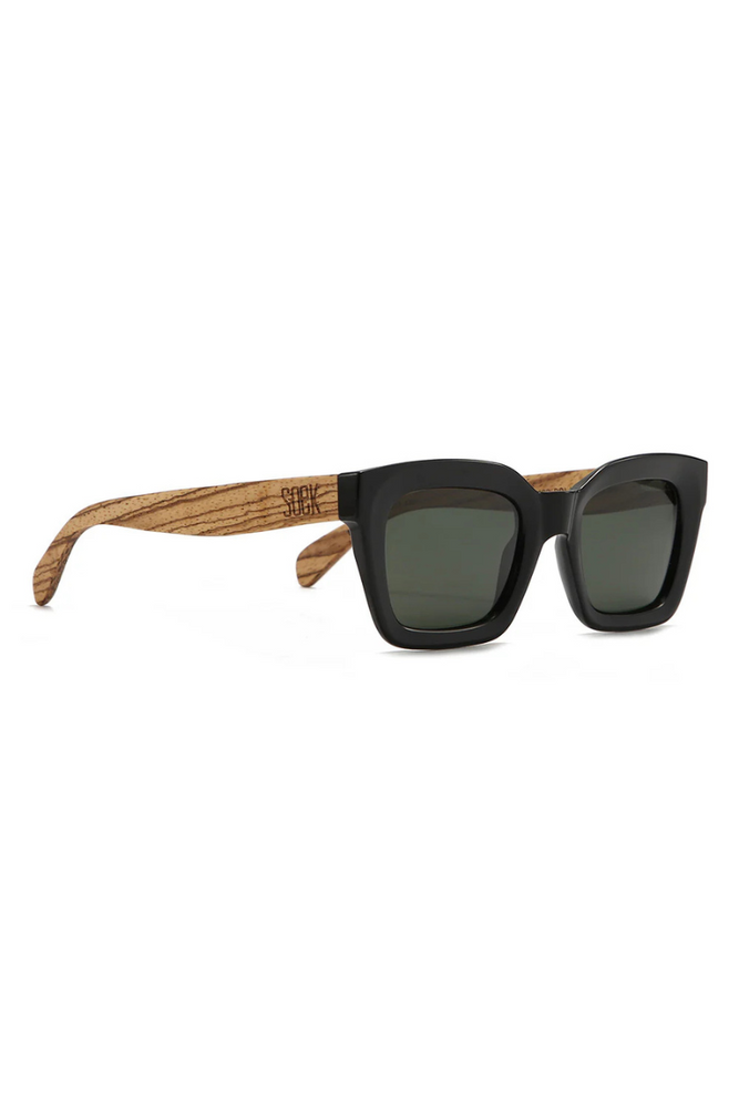 Soek - Sunglasses - Zahra - Midnight - Khaki Polarised Lens - Walnut Maple Arm