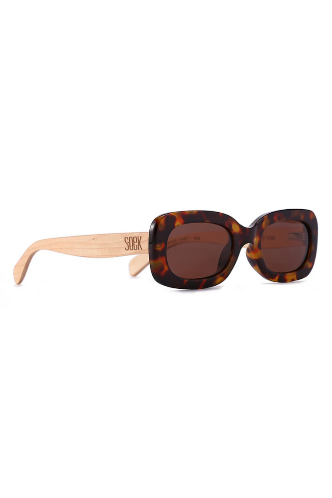 Soek - Sunglasses - Vibe Toffee Tort - Polarised Black Graduated Lens - White Maple Arms