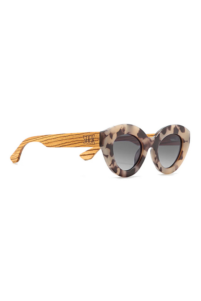 Soek - Sunglasses - Stevie Ivory Tort - Black Polarised Lens - Walnut Arms