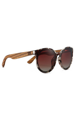 Soek - Sunglasses - Bella - Ivory Tortoise - Brown Polarised Gradient Lens with Walnut Arms