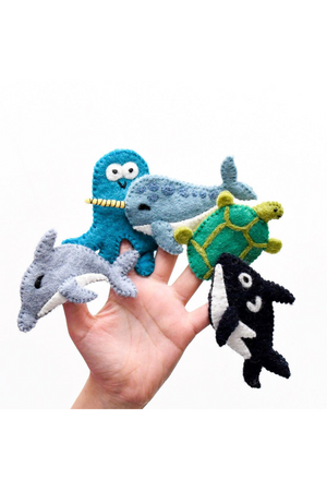 Behind The Trees - Tara Treasures - Finger Puppet - Set - Ocean ans Sea Creatures - First Birthday gift idea - toddler gift idea - felt puppet set