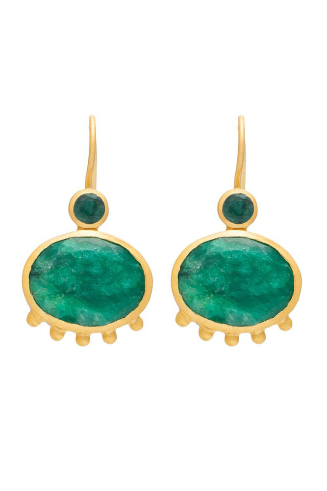 RubyTeva Design - Earrings - Banjara - Simulated Emerald - RDE188/E
