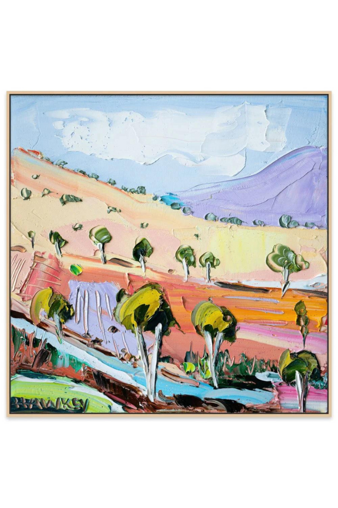 
                
                    Load image into Gallery viewer, Angela Hawkey - Colourful Slopes - Limited Edition Print  - Print on Canvas - Floating Wood Frame
                
            
