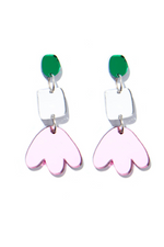 Emeldo - Earrings - Jenna -  Silver, Green + Pink