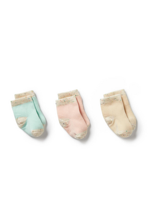 Behind The Trees - Wilson and Frenchy - Organic 3 Pack Baby Socks - Mint Green, Cream, Pink - baby gifting - baby shower gift - baby socks - organic baby socks