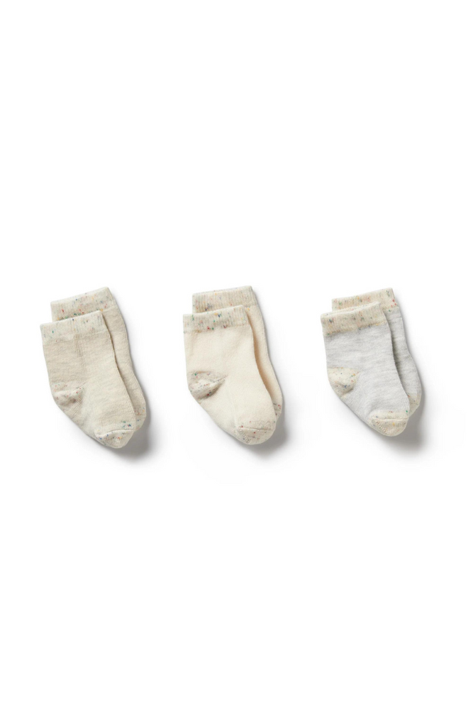 Wilson and Frenchy - Organic 3 Pack Baby Socks - Cream, Oatmeal, Grey Cloud