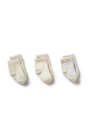 Behind The Trees - Wilson and Frenchy - Organic 3 Pack Baby Socks - Cream, Oatmeal, Grey Cloud - baby gifting - baby shower gift - baby socks - organic baby socks