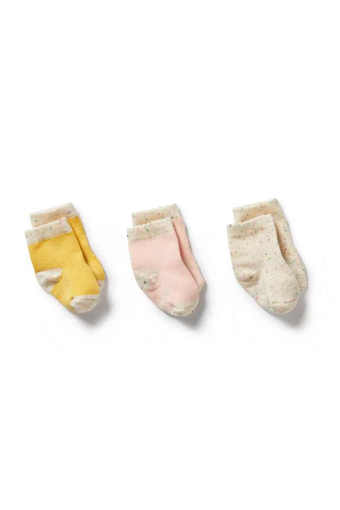 Wilson and Frenchy - Organic 3 Pack Baby Socks - Dijon, Pink, Fleck