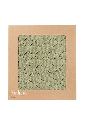 Behind The Trees - Indus Designs - Vintage Knit Blanket - Sage - Baby Blanket under $80 - newborn gift - baby shower present