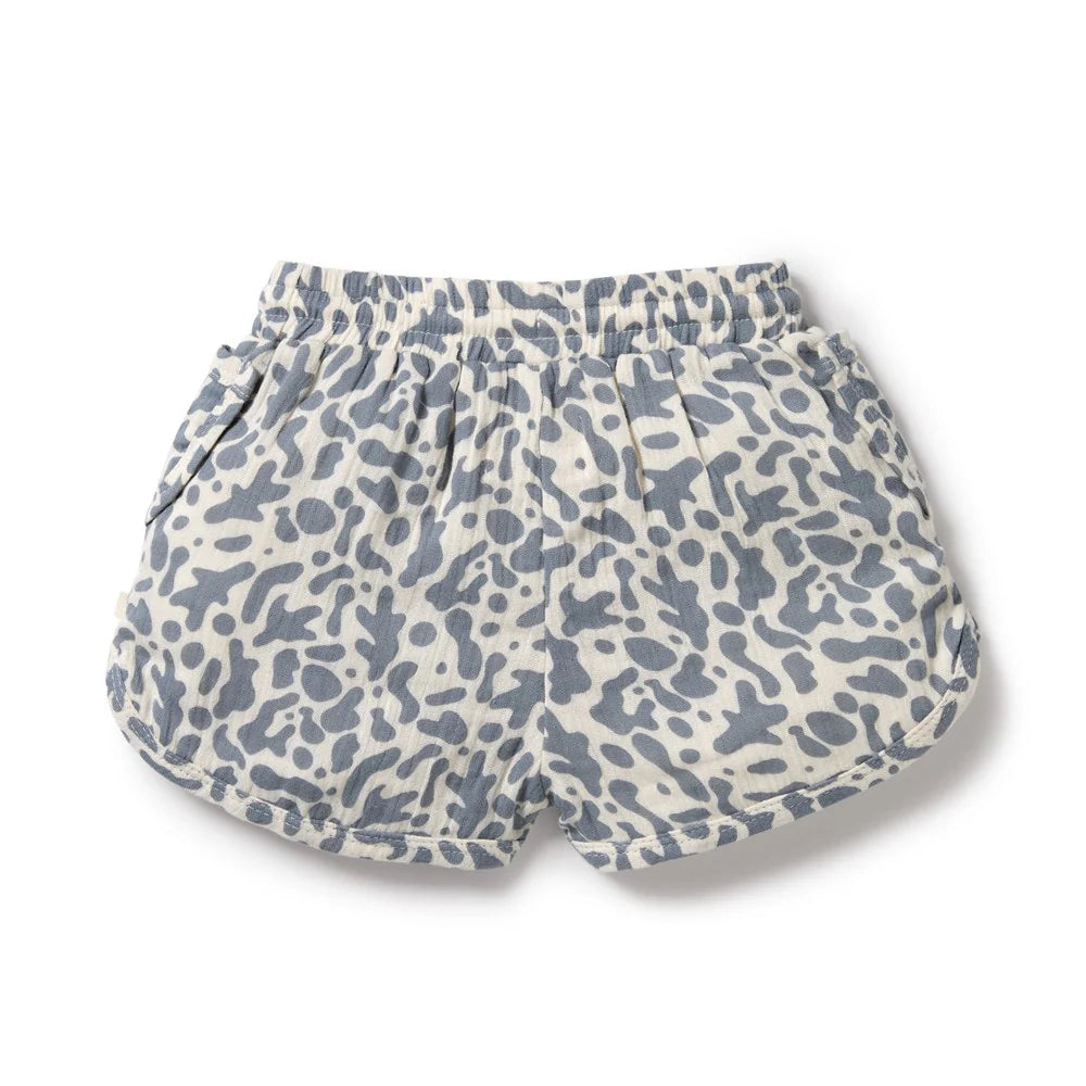 Behind The Trees - Wilson + Frenchy - Organic Crinkle Short - Blue Coral - summer shorts for babies - newborn summer clothes - baby shower gift ideas -&nbsp;