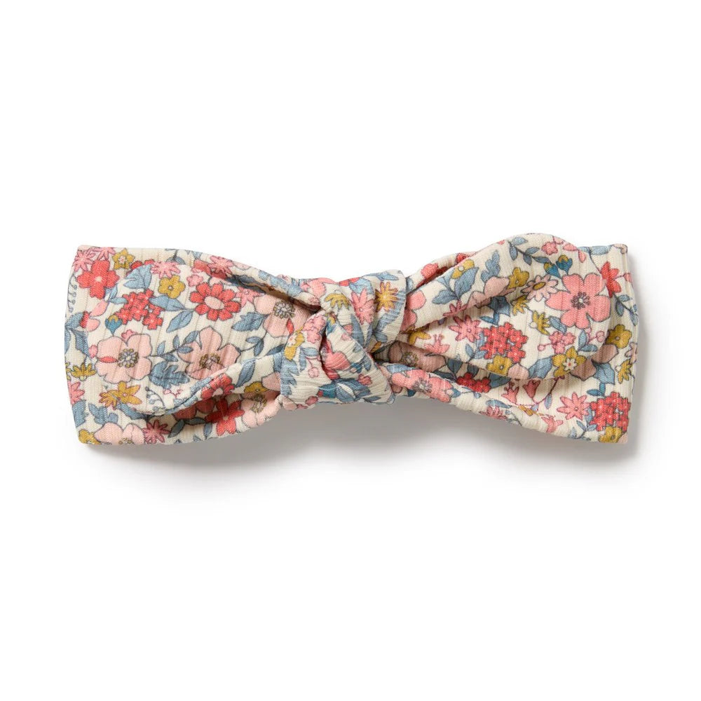 Behind The Trees - Floral patterned bow on a white background - Wilson + Frenchy - Organic Headband - Summer Bloom