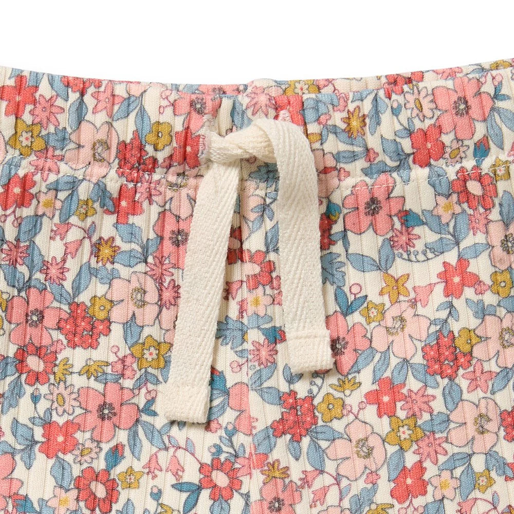 Behind The Trees - Floral patterned shorts with a drawstring on a white background - Wilson + Frenchy - Organic Short - Summer Bloom