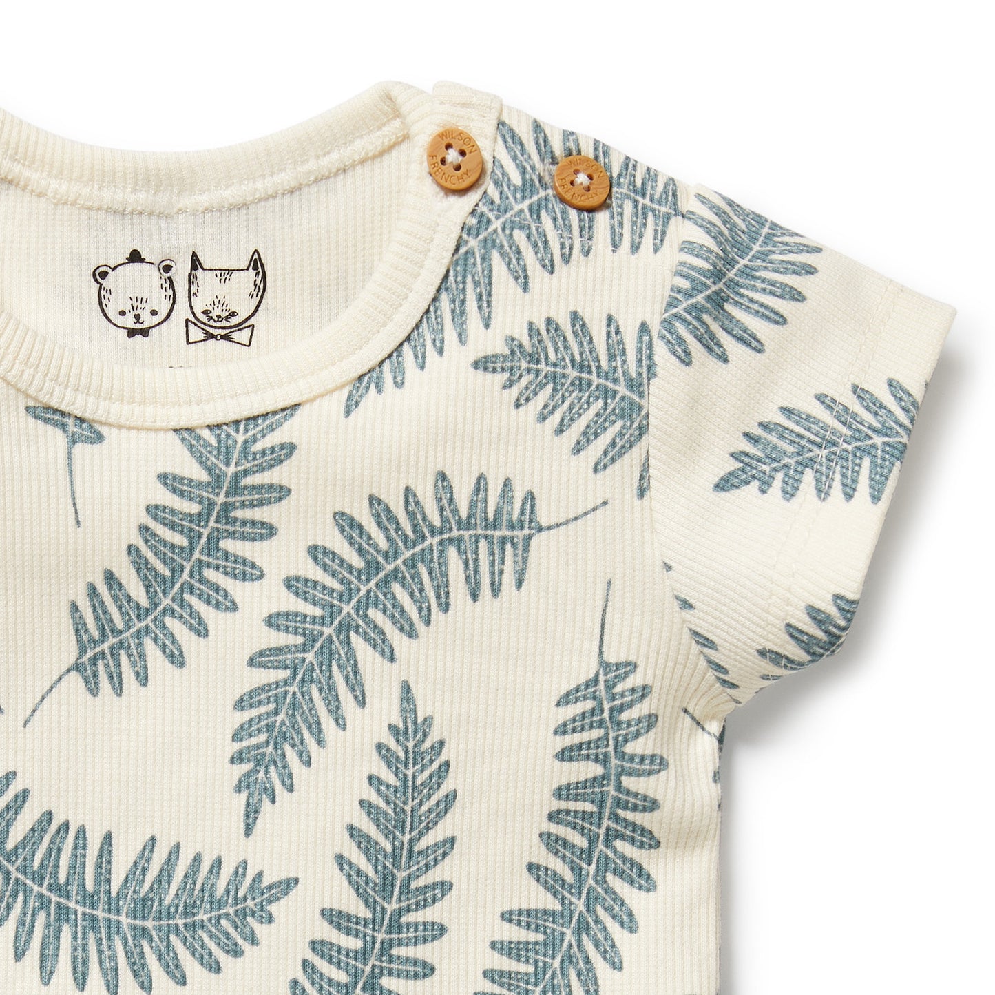 Behind The Trees - Baby t-shirt with fern leaf pattern on a white background - Wilson + Frenchy - Organic Tee - Little Fronds