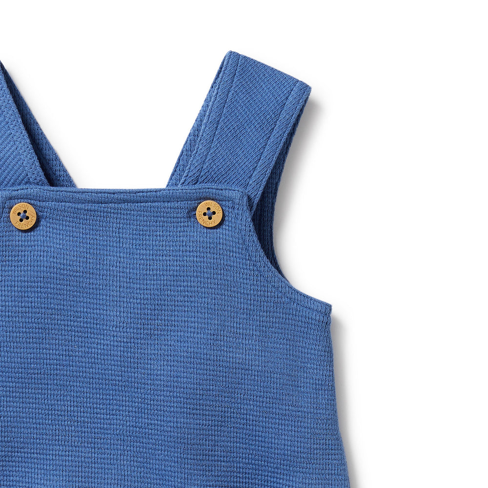 Behind The Trees - Wilson and Frenchy - Organic Waffle Overall - Brilliant Blue - newborn baby gift - baby shower present - organic clothing for babies