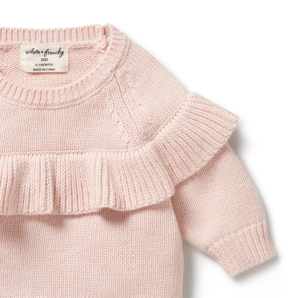 Behind The Trees - Wilson and Frenchy - Knitted Ruffle Jumper - Pink - baby shower gift - newborn baby clothing - knitwear for babies