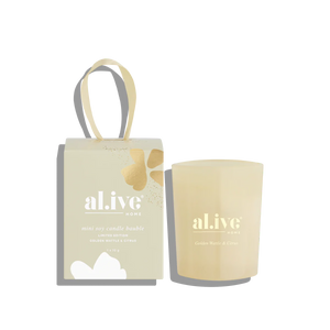 al.ive - mini soy candle bauble - golden wattle & citrus