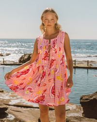 Behind The Trees - Label Of Love - Playa Short Dress - Short Summer Dress - Pink - with ties - 