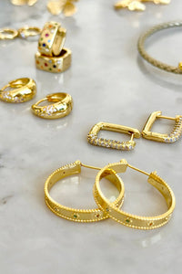 Mosk.Melbourne - Gold Hoops - Coloured Stones