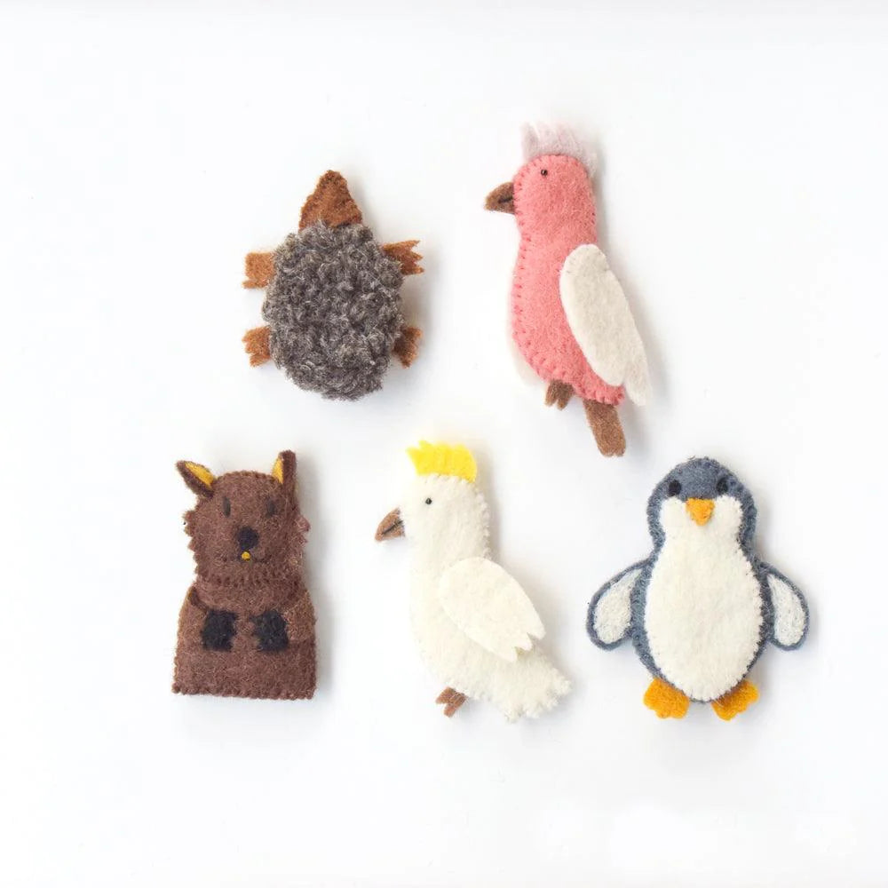 Behind The Trees - Tara Treasures - Finger Puppet - Set - Australian Animals B - Felt toys for kids - natural toys for kids - Steiner toys for kids - story telling aids - first birthday gift for kids under $35