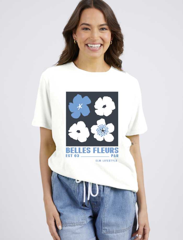 Behind The Trees - Elm - Belle Fleurs Tee - White - summer t shirts - cotton t shirt under $60