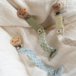 BIBS - Dummy Clip - Braided - Baby Blue & Ivory