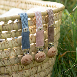 BIBS - Dummy Clip - Braided - Baby Blue & Ivory