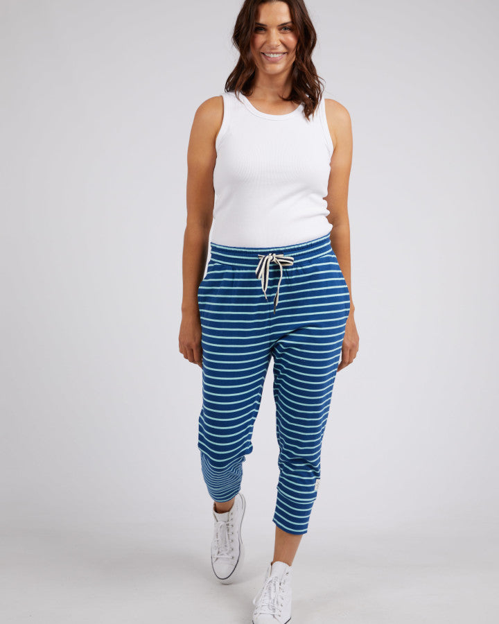 Behind The Trees - Elm - Brunch Pant - China Blue/Tonic Blue Stripe - 3/4 length pants - best selling lounge pants - comfy cotton pants