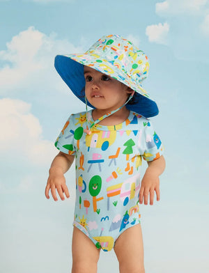 Behind The Trees - Halcyon Nights - Sun Hat - Happy Camper - kinder hats - sunhat for kids - baby sunhat - day care sun hat - hat for child care