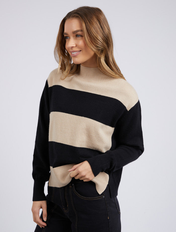 Behind The Trees - Foxwood - Canterbury Knit - Tan & Black Stripe - knitwear for mothers day - winter knitwear