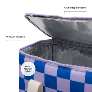 Behind The Trees - Base Supply - Cool Base - Lilac/Blue Check - best insulated food bag - summer bag - insulated cool bag - bright colourful insulated food bag under $65