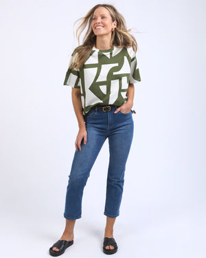 Behind The Trees - Elm - Dali Tee - Clover Abstract Print - cotton tee - summer t-shirt under $60 - bright fun tee shirts - cropped t shirts