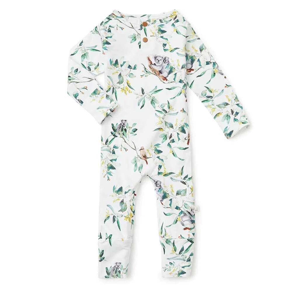 Behind The Trees - Snuggle Hunny - Organic Baby Growsuit - Eucalypt - Baby growsuit - Baby wondersuit - Baby shower gift under $40