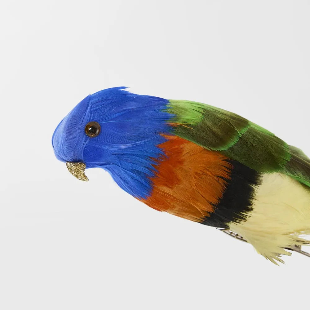 Behind The Trees - Colorful parrot with blue, green, and orange feathers on a light gray background - Florabelle Living - Little Lorikeet - Christmas Decorations