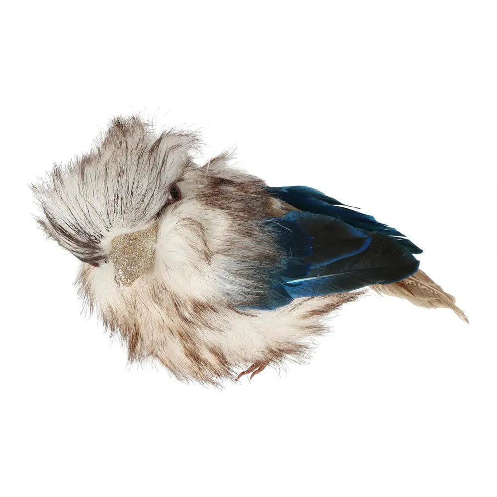 Behind The Trees - Stuffed toy resembling a bird with blue wings on a white background - Florabelle Living - Kookaburra Small - Christmas Decoration
